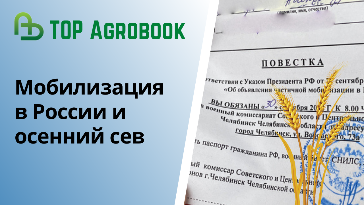 Мобилизация в России и осенний сев: сельское хозяйство рискует остаться без  кадров. TOP Agrobook [+ВИДЕО] | agrobook.ru